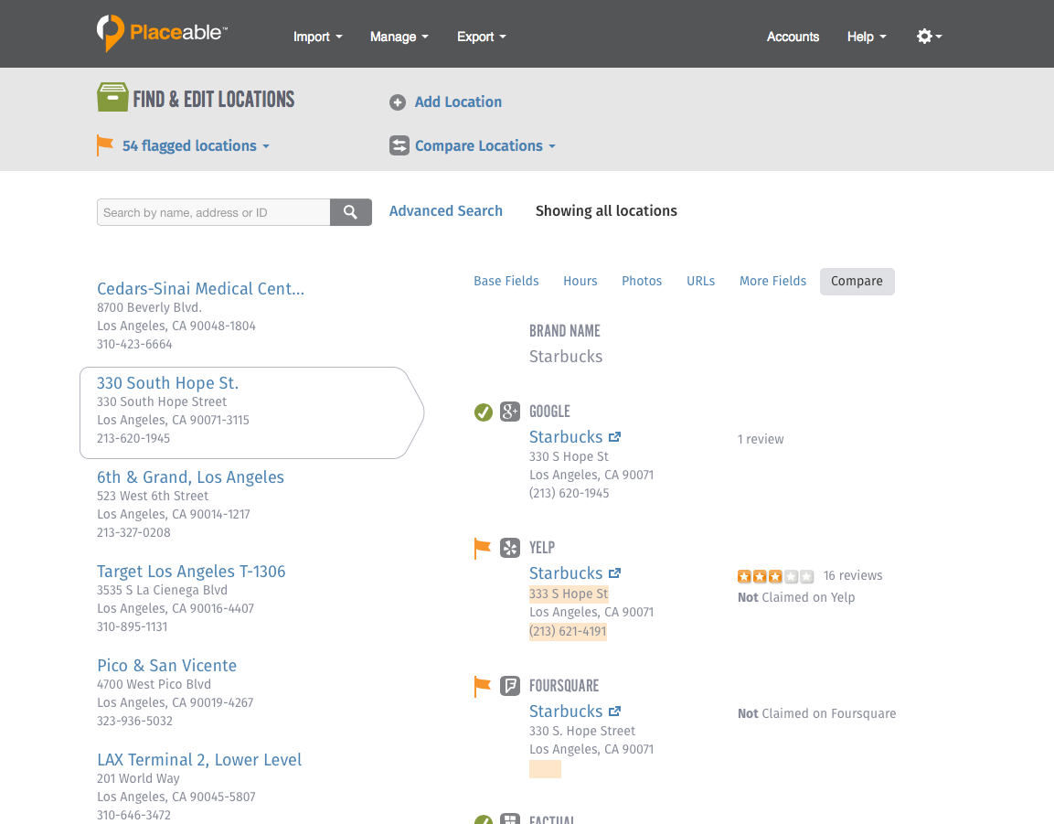 comparing listing data across sites